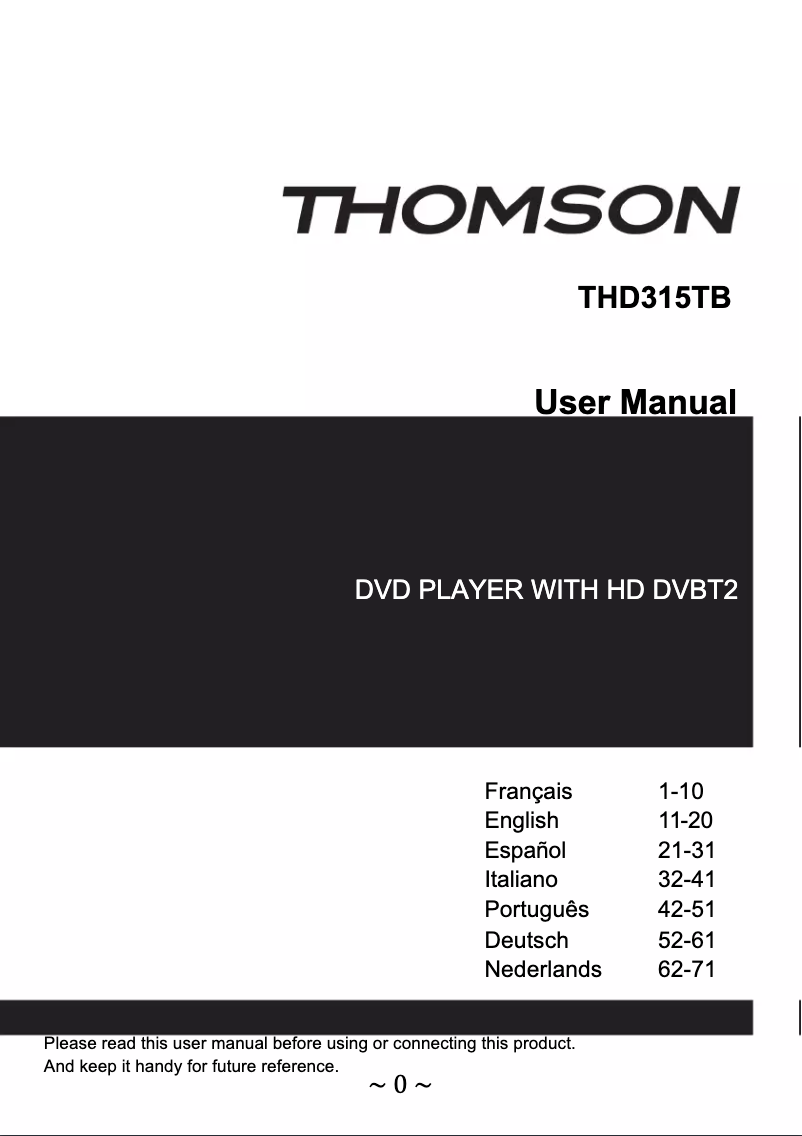 First page image of the manual for THD315TB