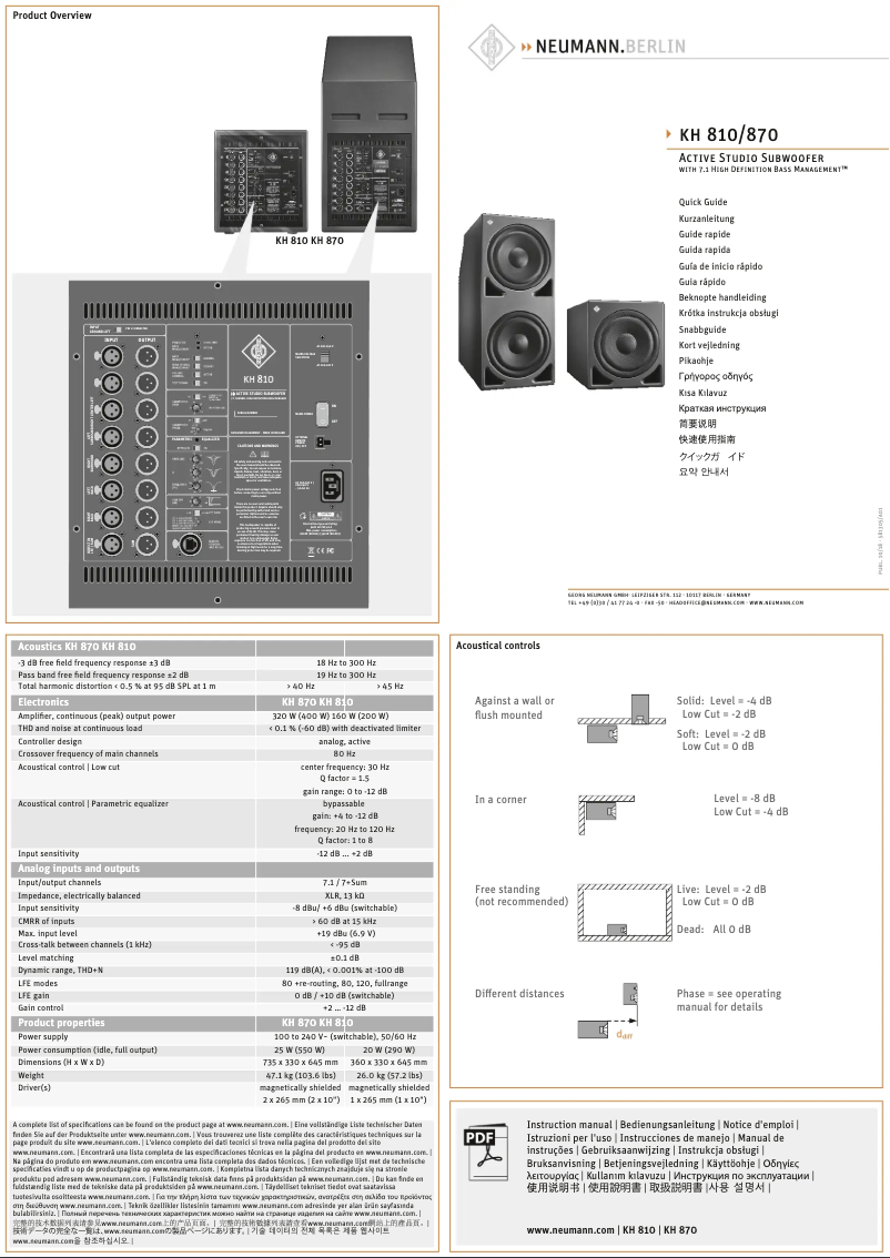 Page 1 of the manual Quick Start Guide Neumann KH 810
