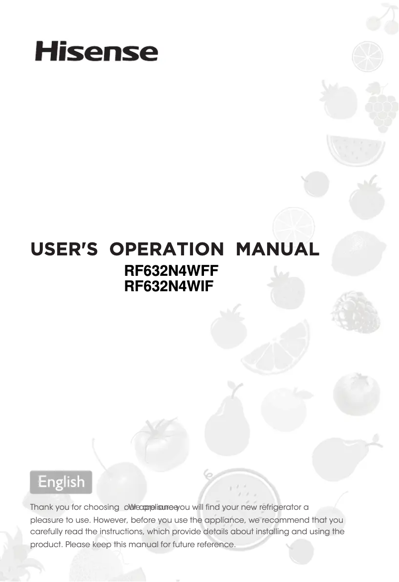 Page 1 of the manual User Manual Hisense RF632N4BCF