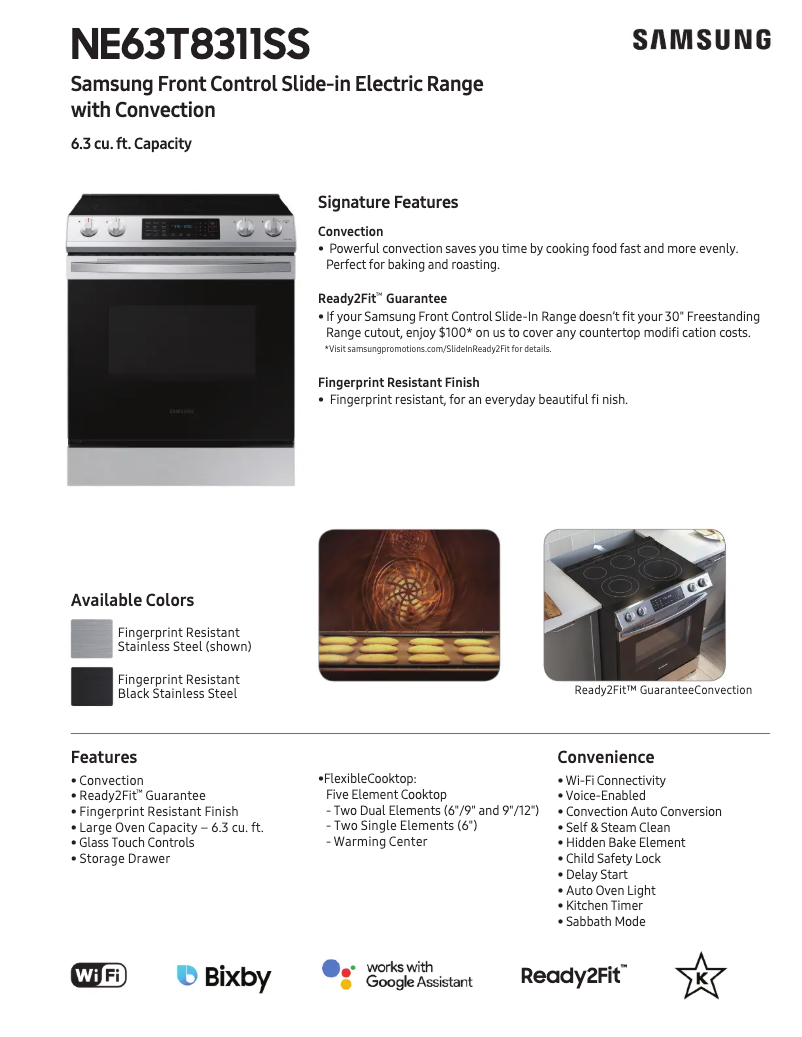 Page 1 of the manual Technical Sheet Samsung NE63T8311SS