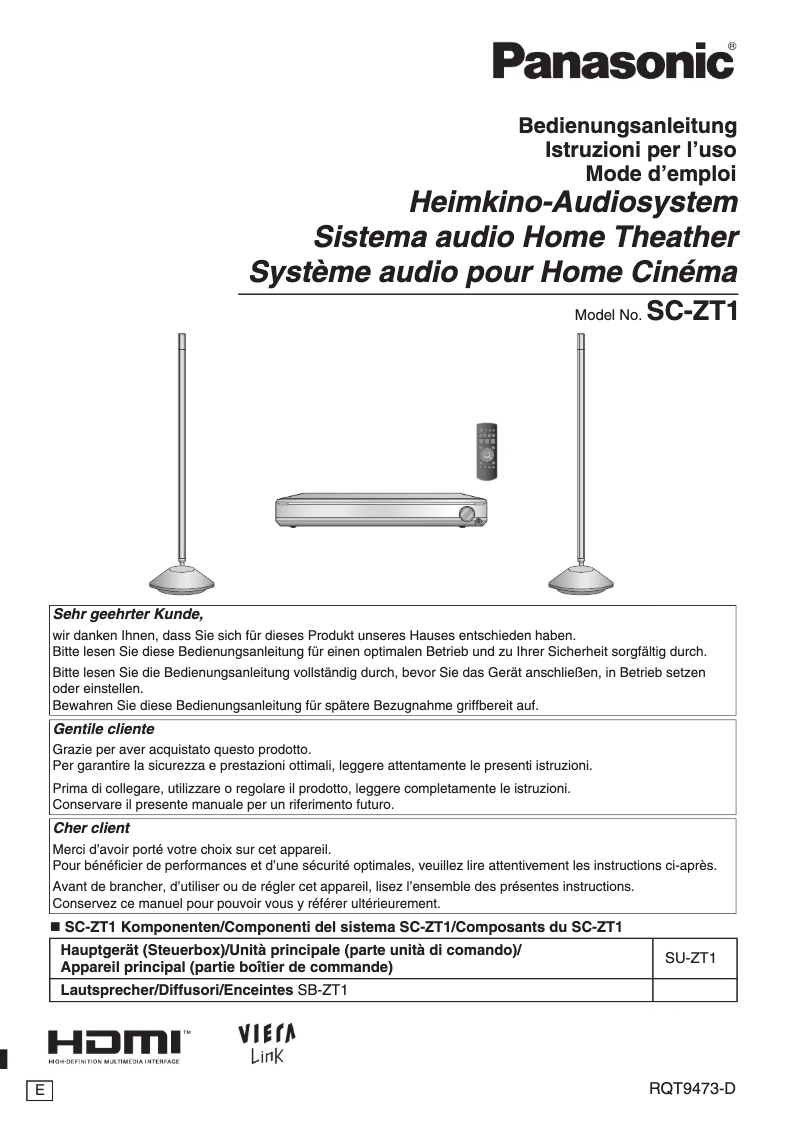 Page 1 of the manual User Manual Panasonic SC-ZT1