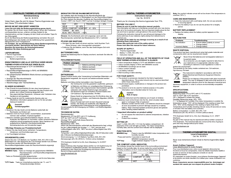 Page 1 of the manual User Manual TFA 30.5019.10