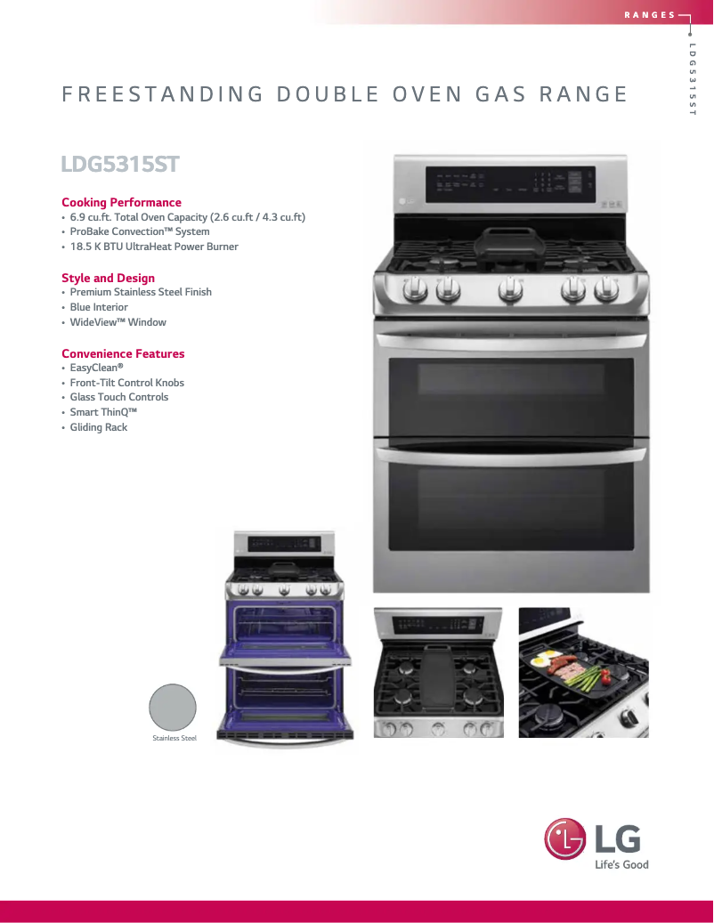 Page 1 of the manual Technical Sheet LG LDG5315ST