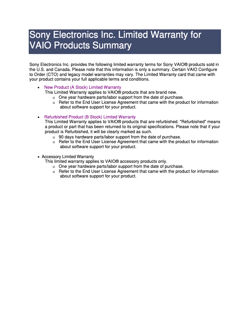 First page image of the manual for Vaio VGC-JS250D