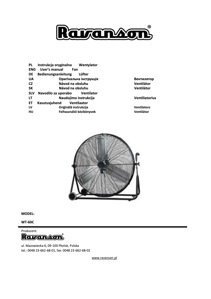First page image of the manual for WT-60C