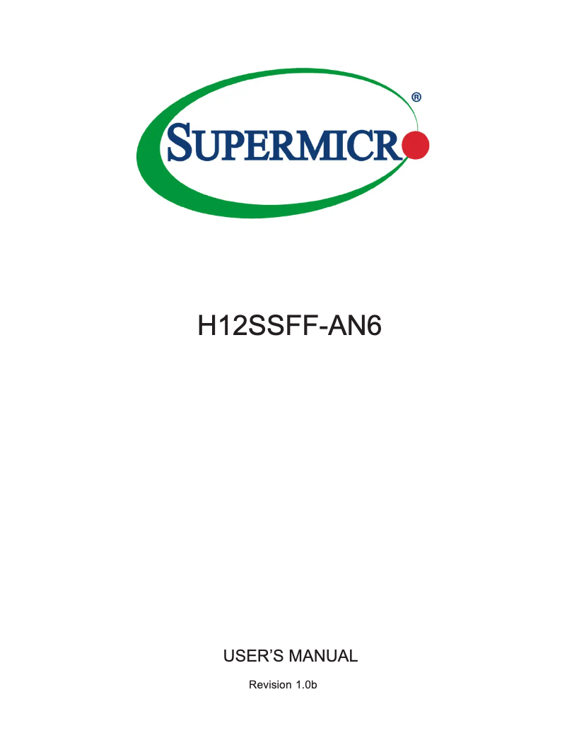 Page 1 of the manual User Manual Supermicro H12SSFF-AN6