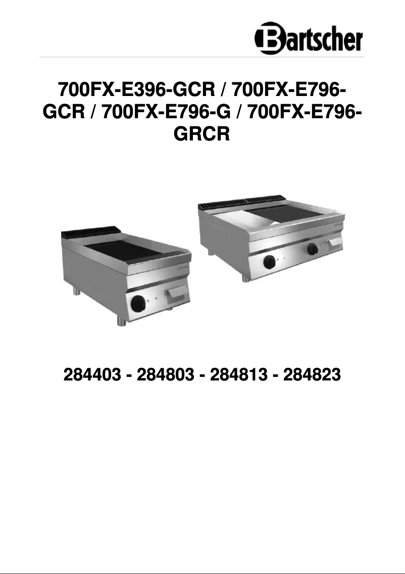 Page 1 of the manual User Manual Bartscher 700FX-E396-GCR
