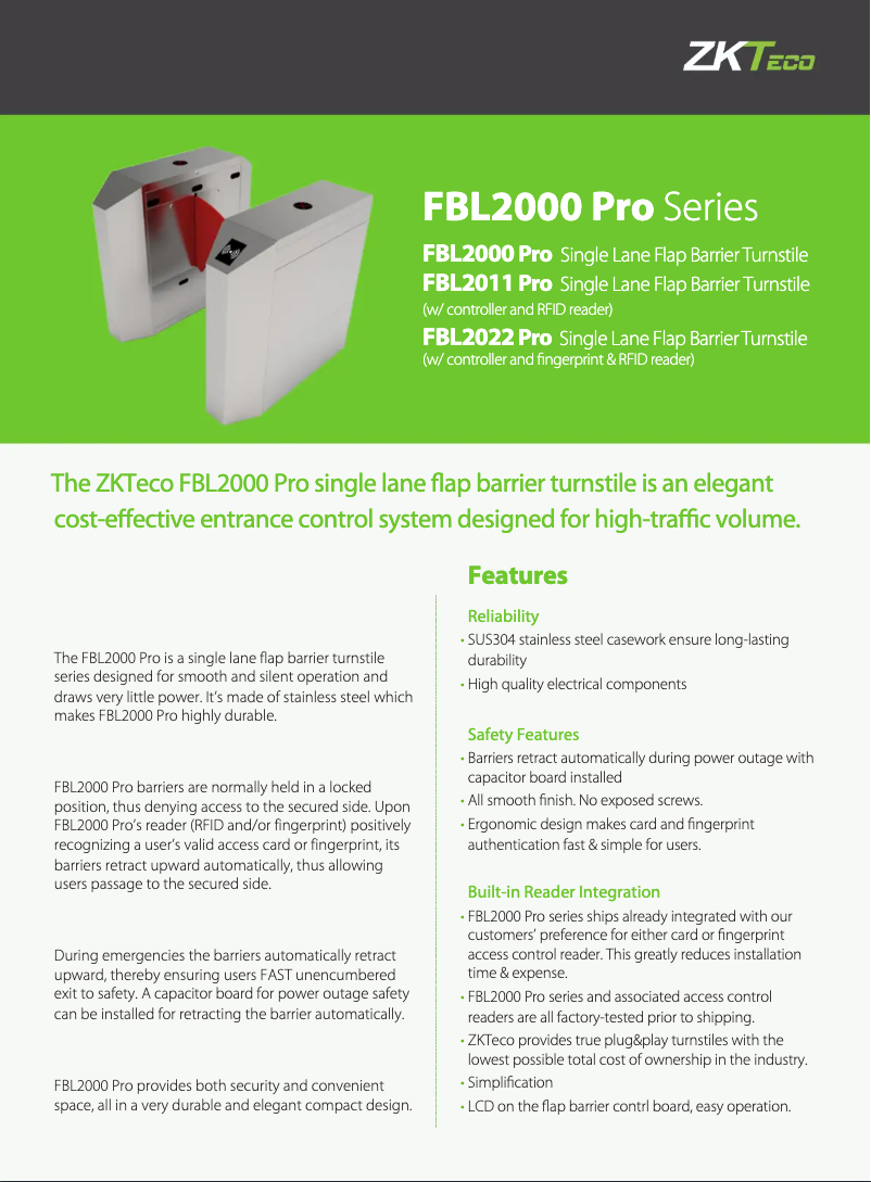 First page image of the manual for FBL2000 Pro