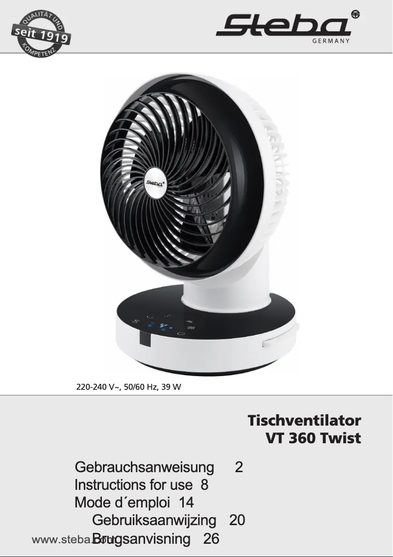 First page image of the manual for VT 360 Twist