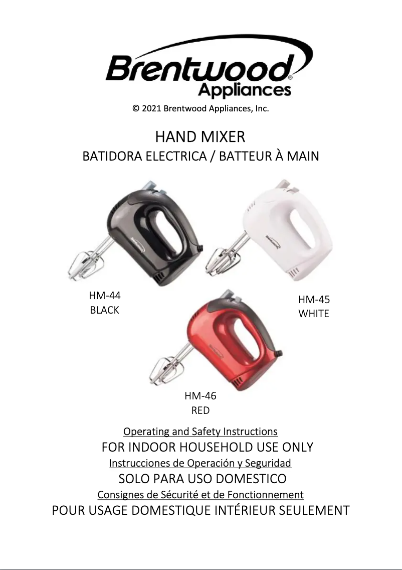 Page 1 of the manual User Manual Brentwood HM-44