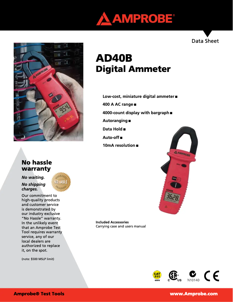 Page 1 of the manual User Manual Amprobe AD40B
