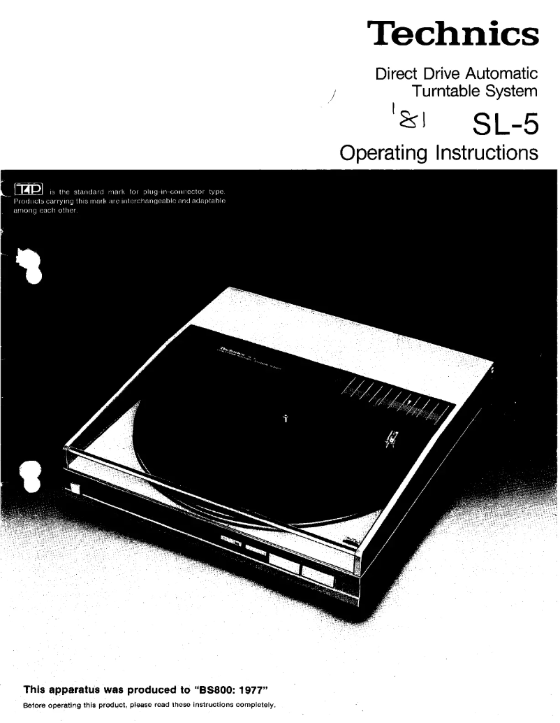 First page image of the manual for SL-5