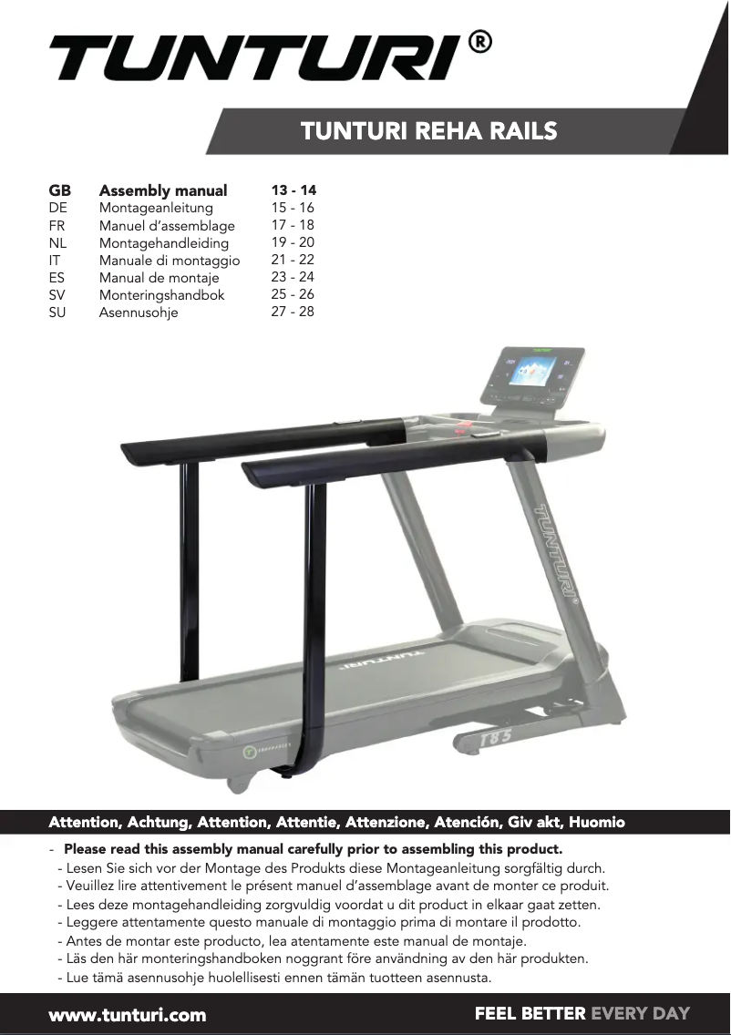 First page image of the manual for REHA Rails