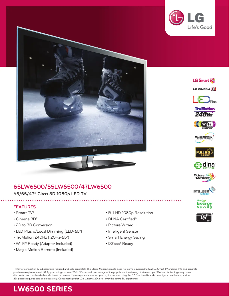 Page 1 of the manual Technical Sheet LG 47LW6500