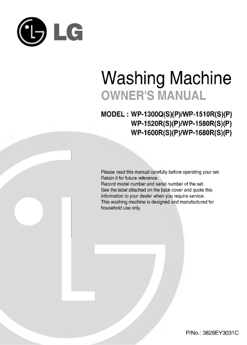 First page image of the manual for WP-1600RSP