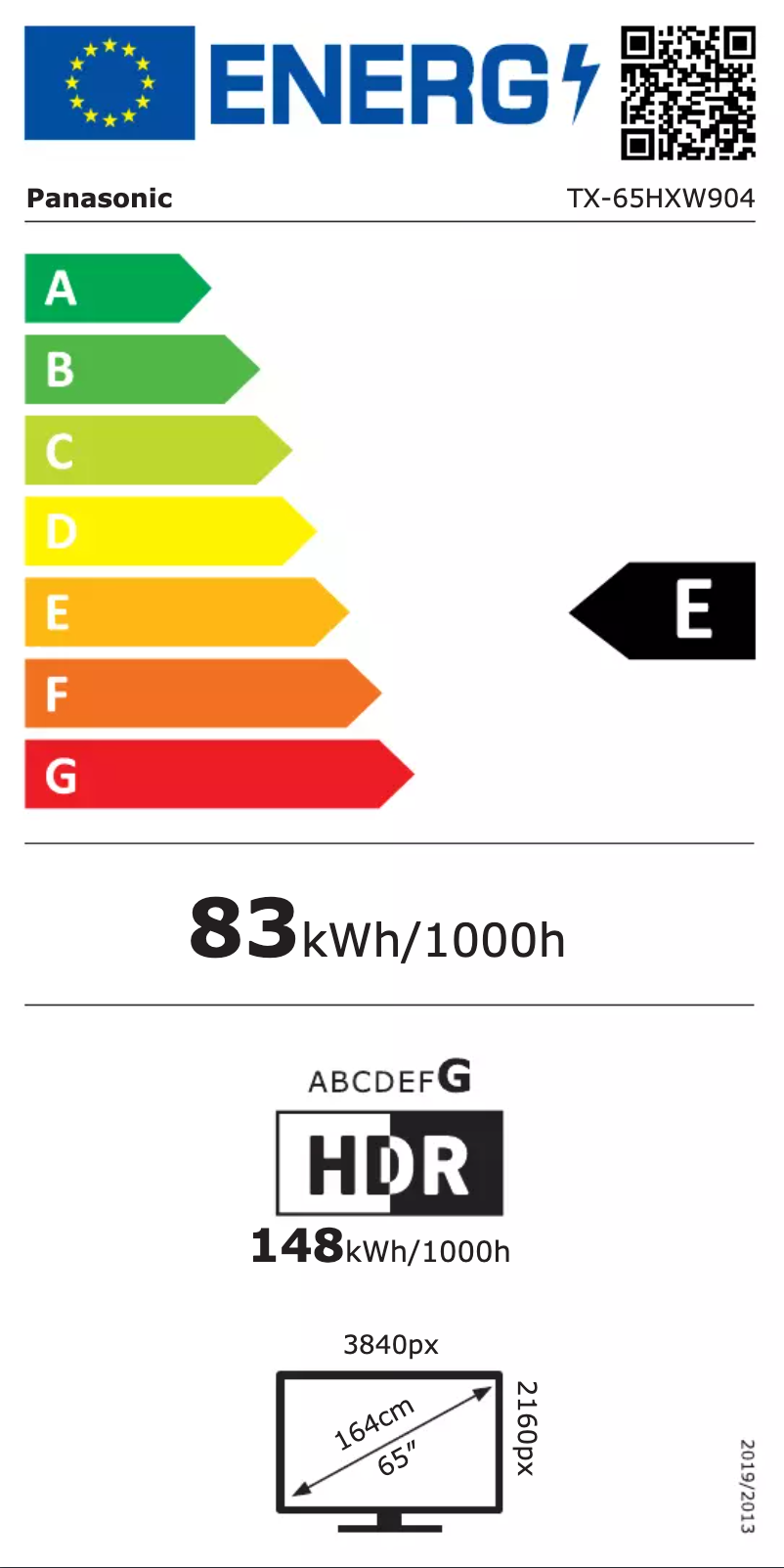 Page 1 of the manual Energy Label Panasonic TX-65HXW904