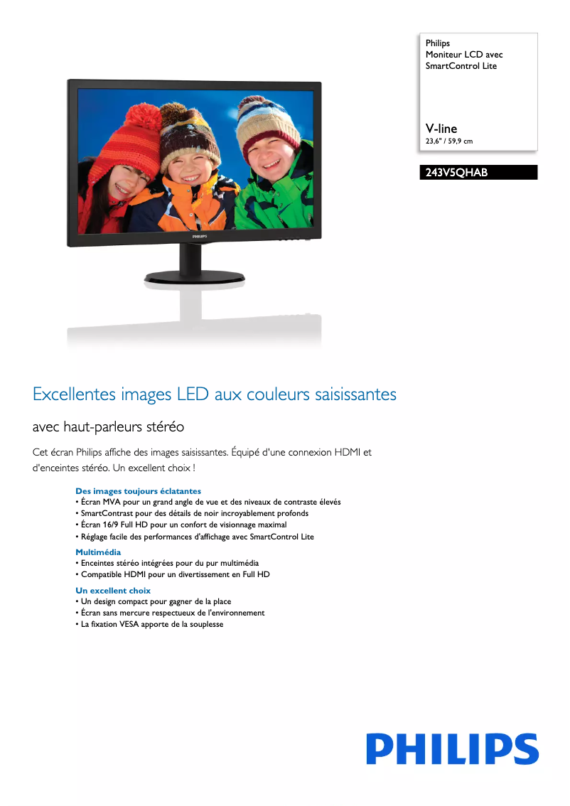 First page image of the manual for 243V5QHAB