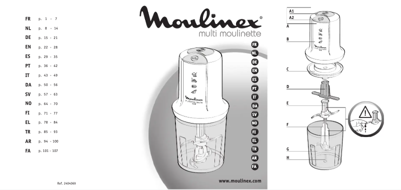 Page 1 of the manual User Manual Moulinex Multimoulinette AT71