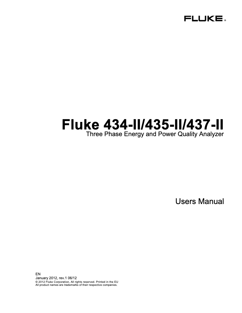 Page 1 of the manual User Manual Fluke 434-II