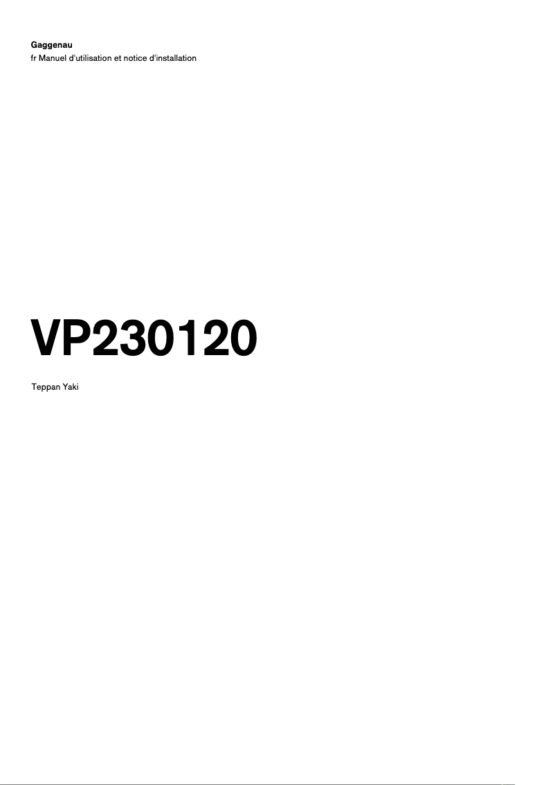 Page 1 of the manual Installation Guide Gaggenau VP230120