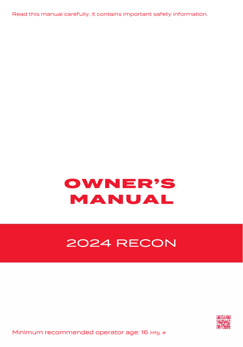 Page 1 of the manual User Manual Honda Recon (2024)
