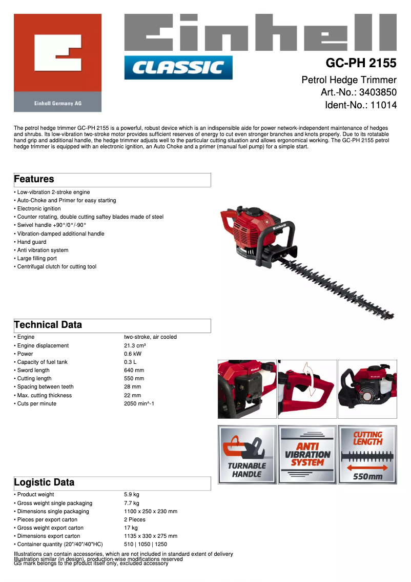 First page image of the manual for GC-PH 2155