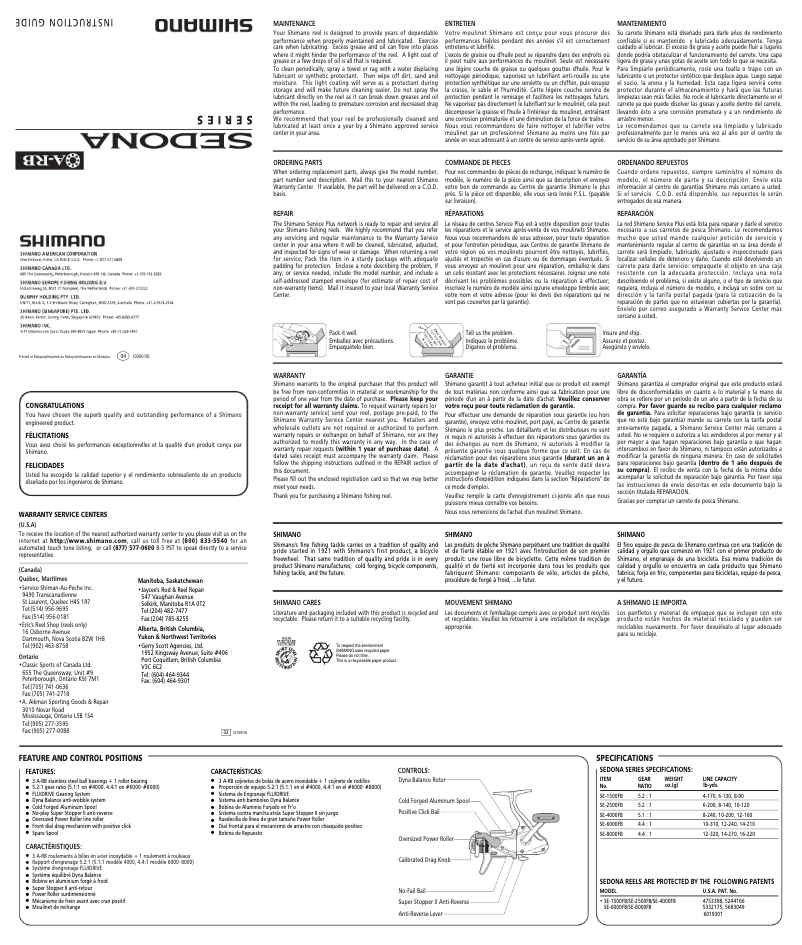 First page image of the manual for Sedona 6000FB