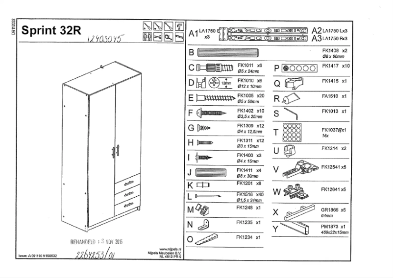 Page 1 of the manual User Manual Leen Bakker Sprint (100x198x51)