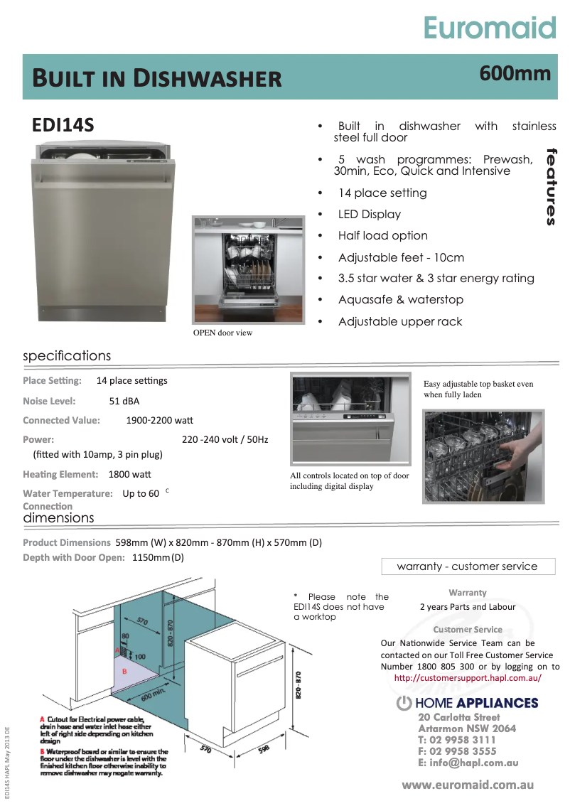 First page image of the manual for EDI14S