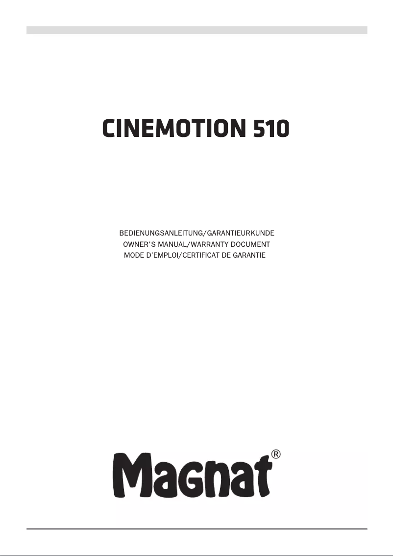First page image of the manual for Cinemotion 510