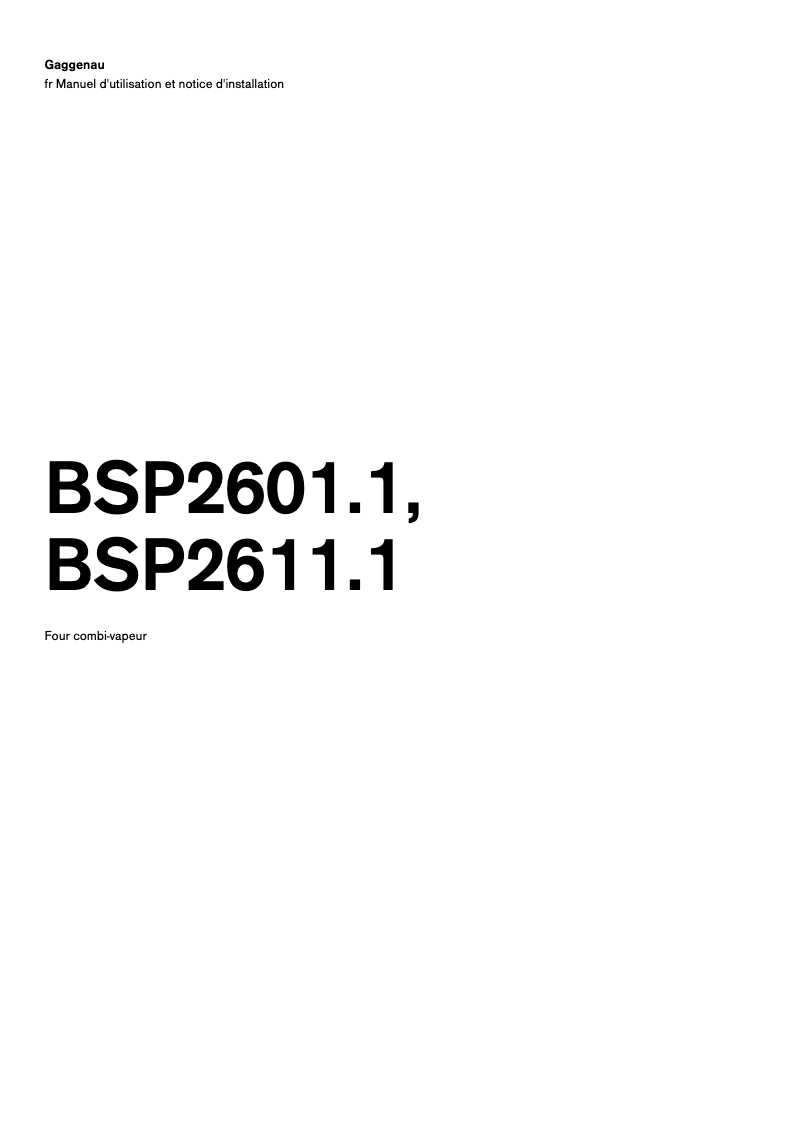 Page 1 of the manual Installation Guide Gaggenau BSP260101