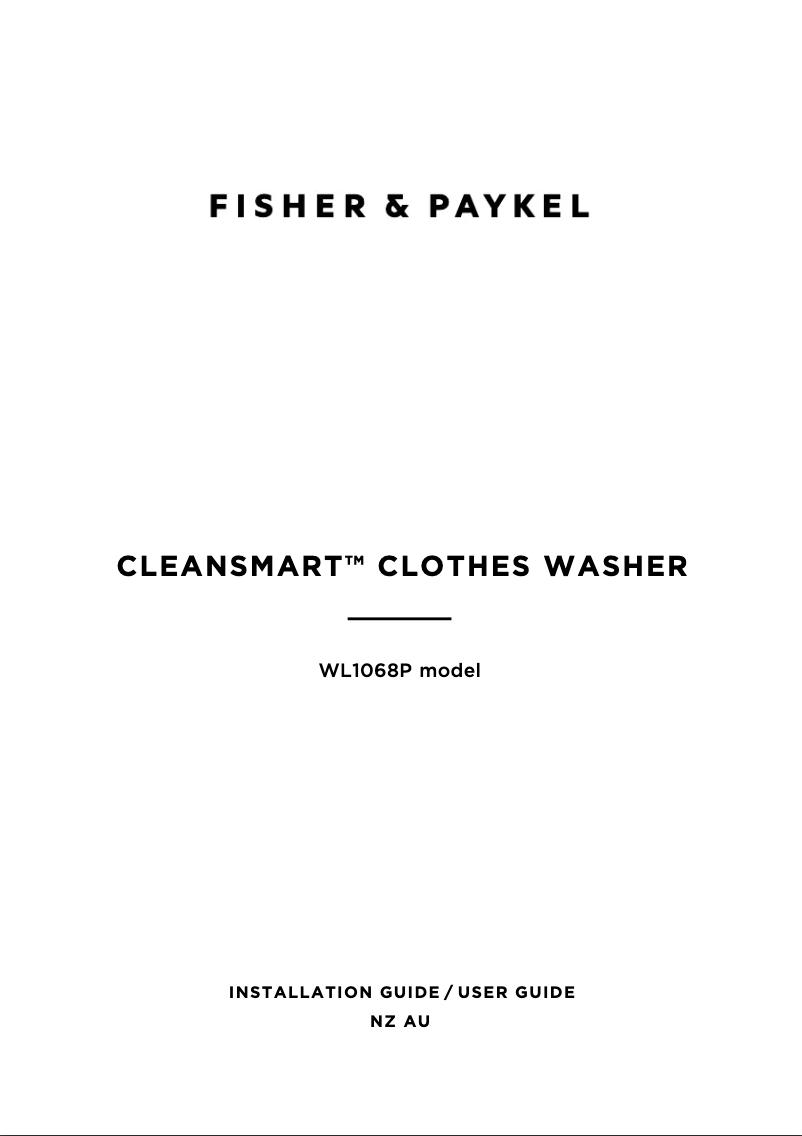 Page 1 of the manual User Manual Fisher & Paykel WL1068P1 CleanSmart