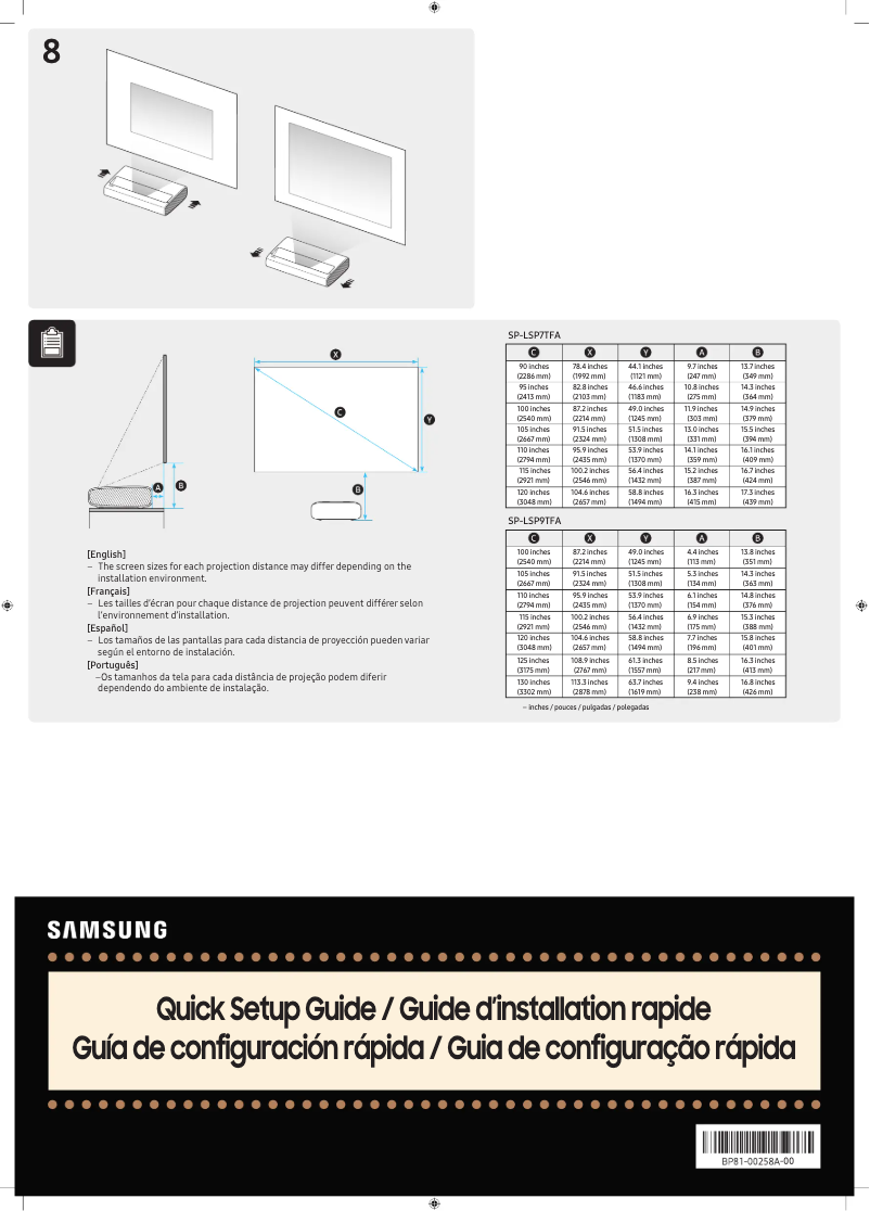 Page 1 of the manual Quick Start Guide Samsung The Premiere LSP9T