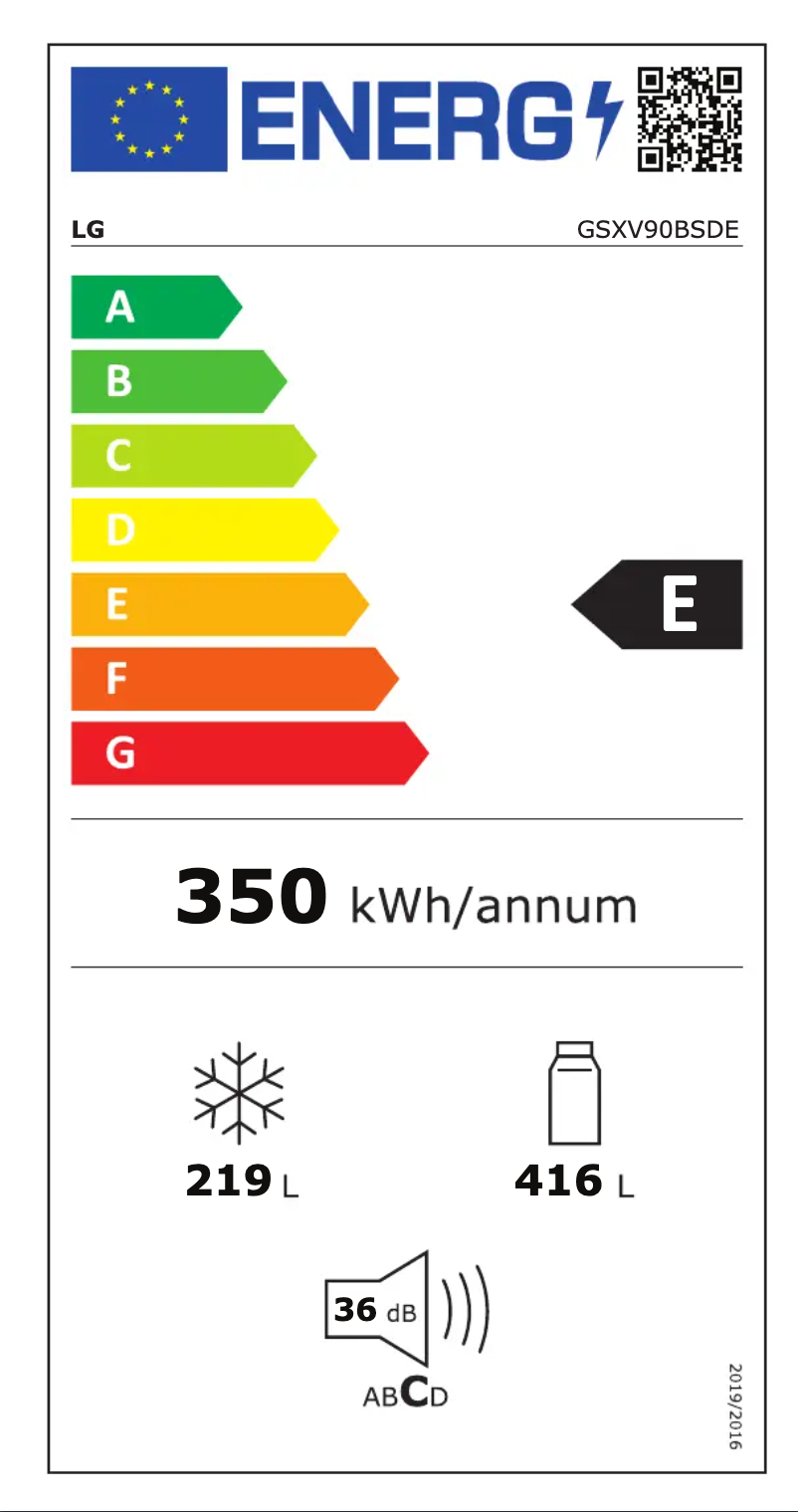 Page 1 of the manual Energy Label LG GSXV90BSDE