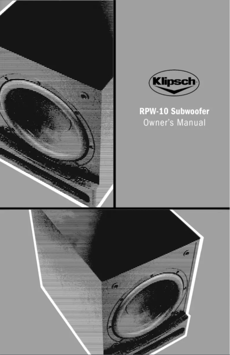 Page 1 of the manual User Manual Klipsch RPW-10