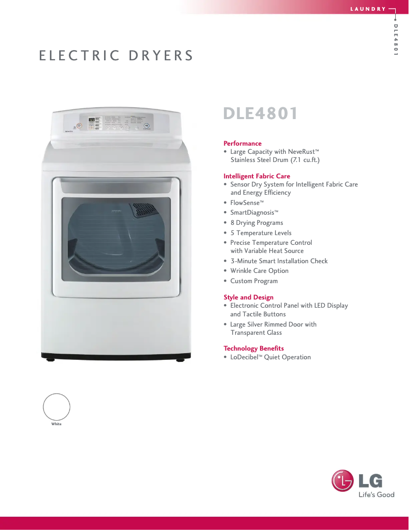 First page image of the manual for DLE4801W