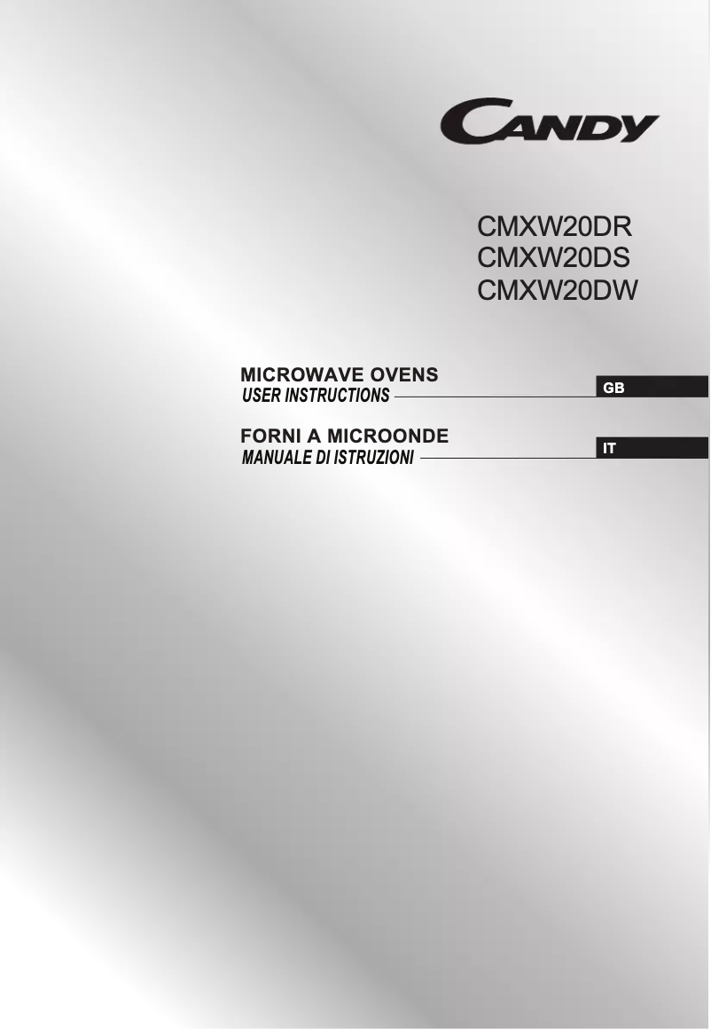 Page 1 of the manual User Manual Candy CMXW 20 DW