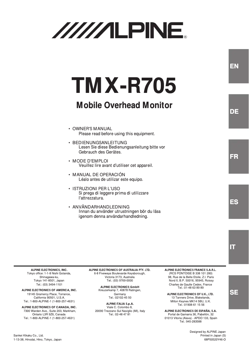 First page image of the manual for TMX-R705