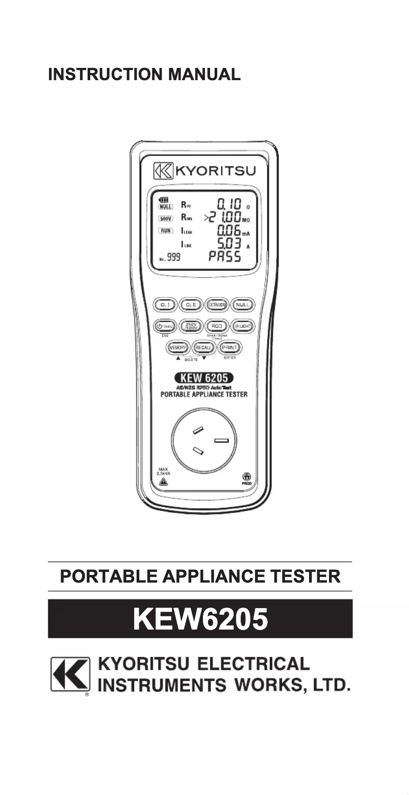 First page image of the manual for KEW 6205