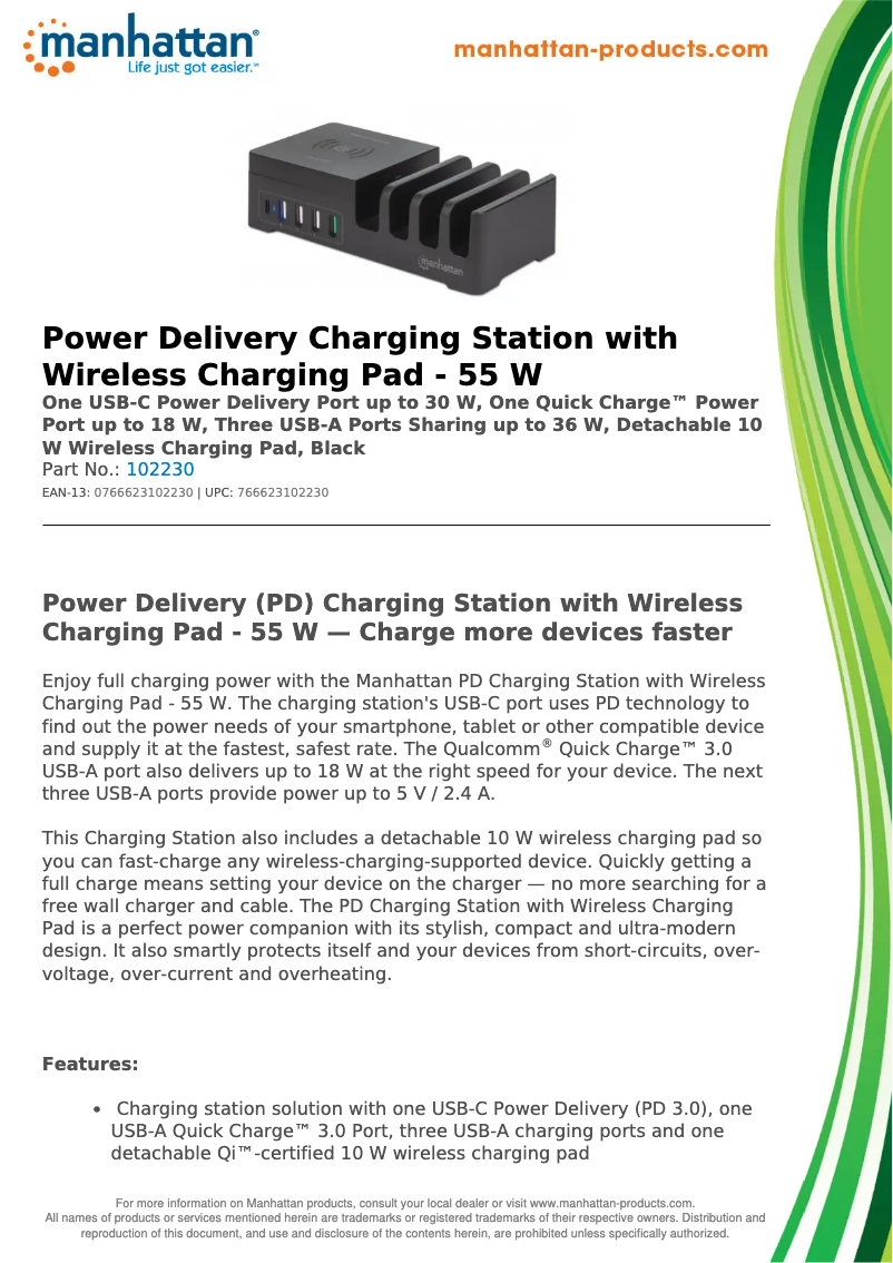 Page 1 of the manual Technical Sheet Manhattan 102230