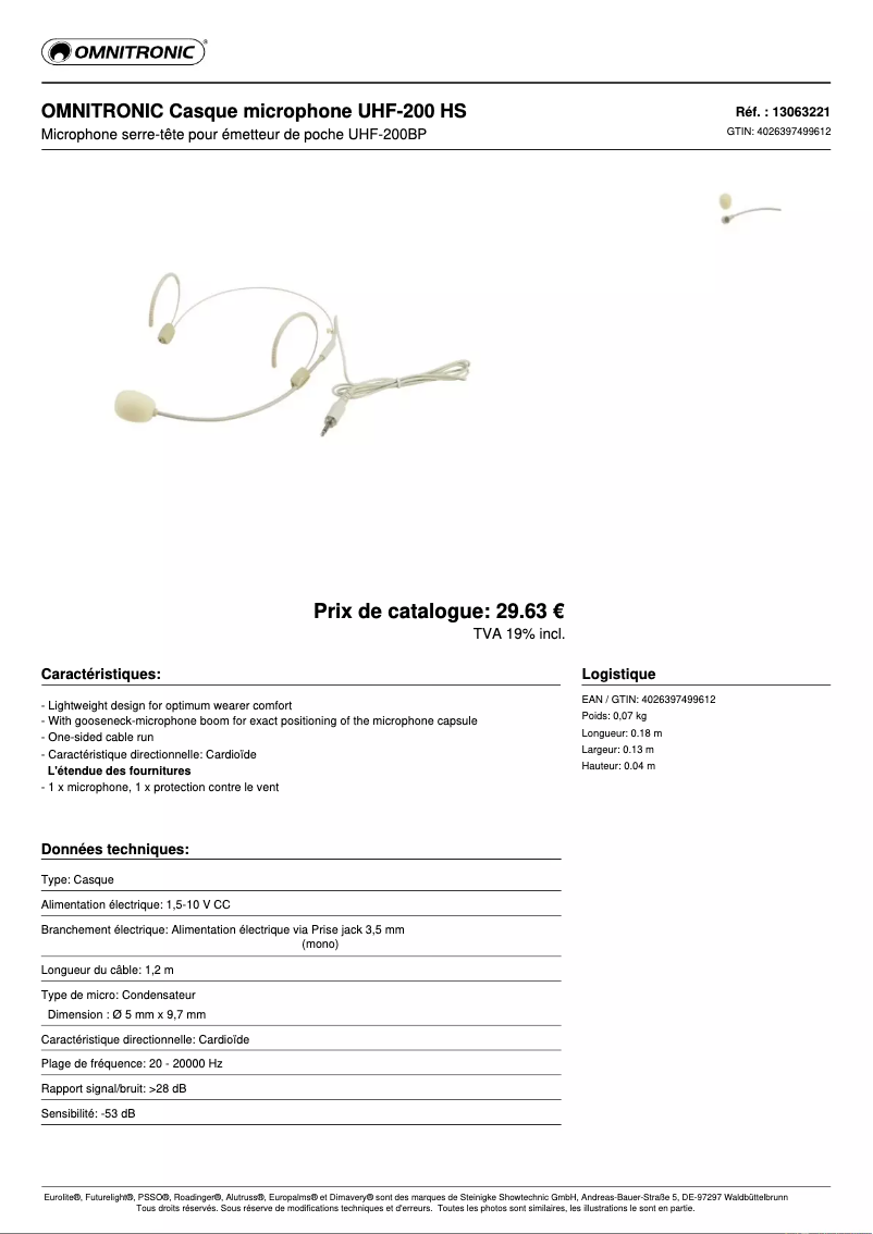 First page image of the manual for UHF-200 HS