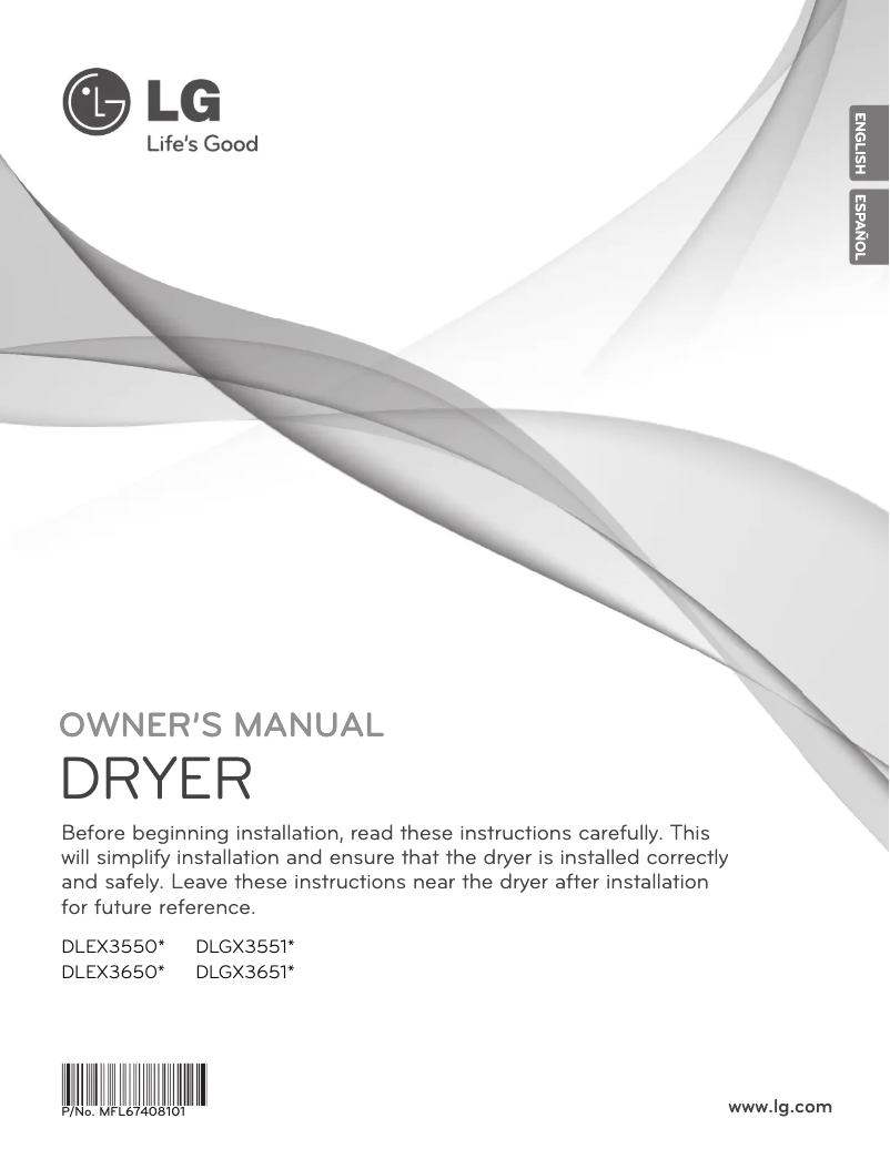 First page image of the manual for DLEX3550W