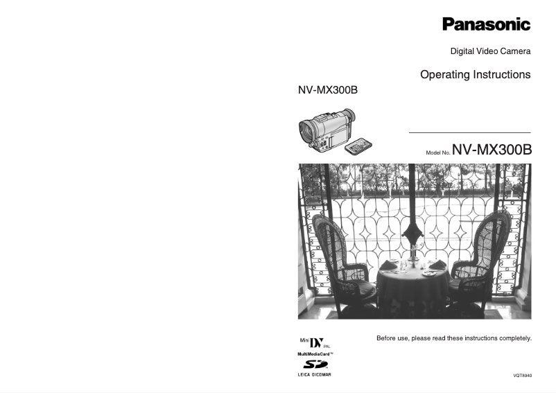 First page image of the manual for NV-MX300B