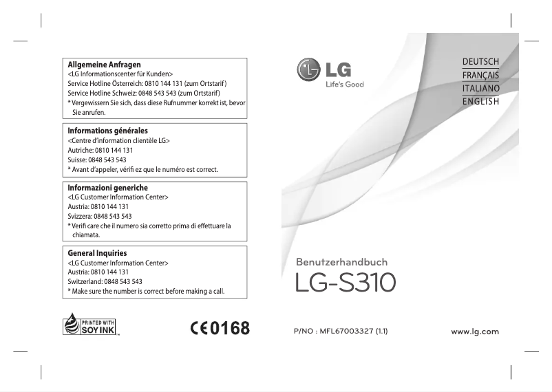 Page 1 of the manual User Manual LG S310