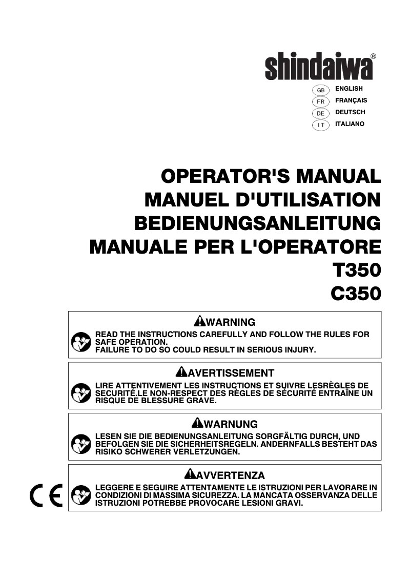 Page 1 of the manual User Manual Shindaiwa C350