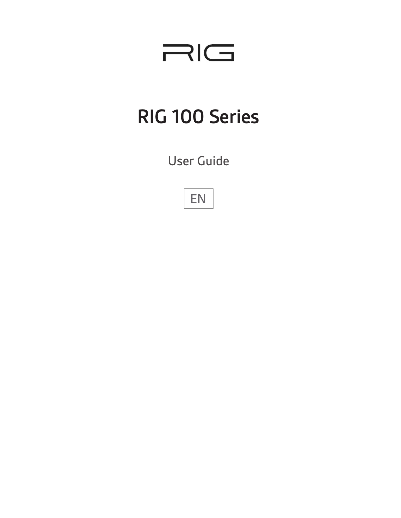 First page image of the manual for RIG 100HS