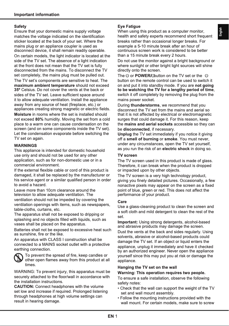 Page 1 of the manual User Manual TCL U40S6806S