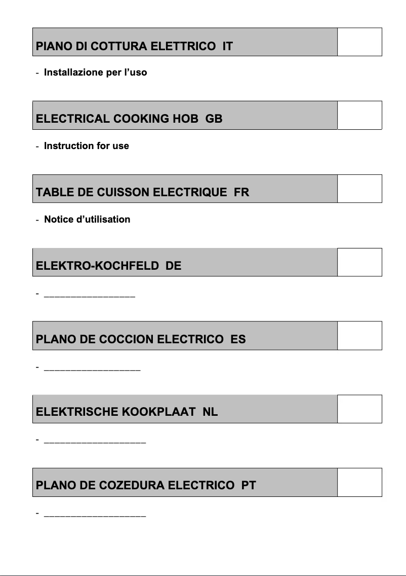Page 1 of the manual User Manual Glem Gas GTL640WH