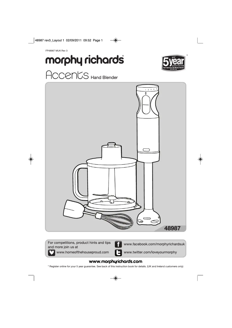 Page 1 of the manual User Manual Morphy Richards 48987