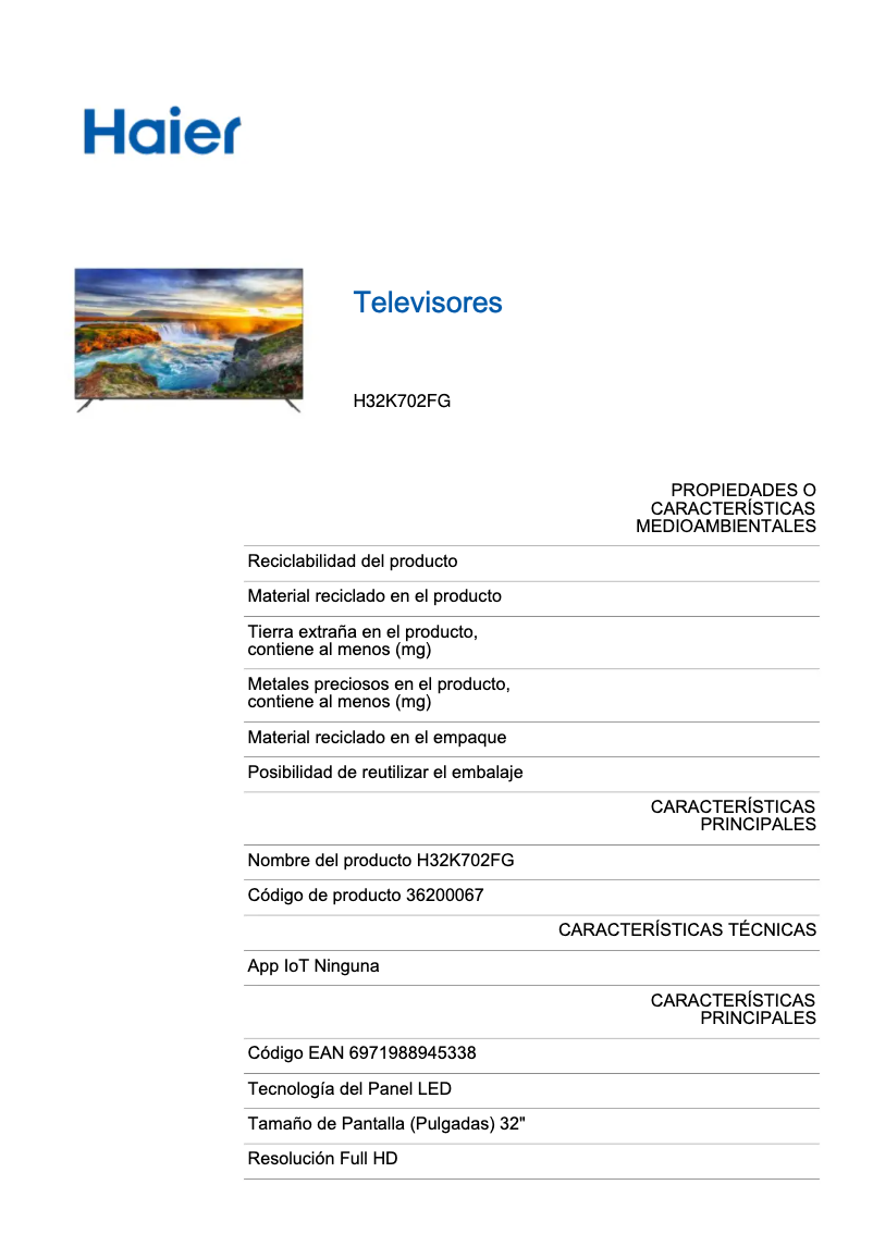 First page image of the manual for H32K702FG